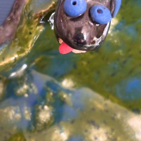 Hand Made Ceramic Cigar Cigarette Ashtray Wrap-Around Snake with Snake Eggs NEW - Picture 8 of 13